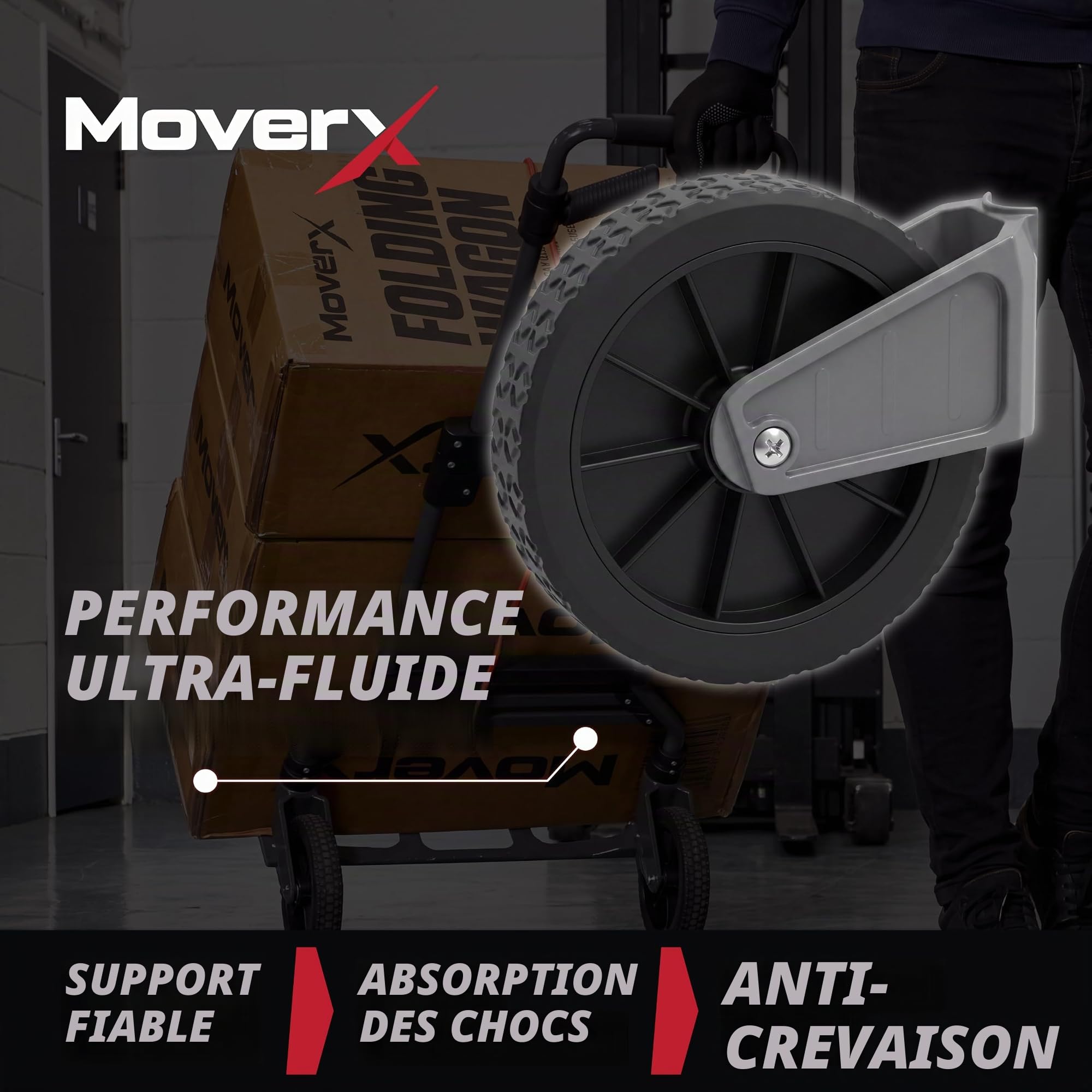 MoverX Diable pliable en aluminium, diable robuste sur roues, diable multi-usage, 150 kg