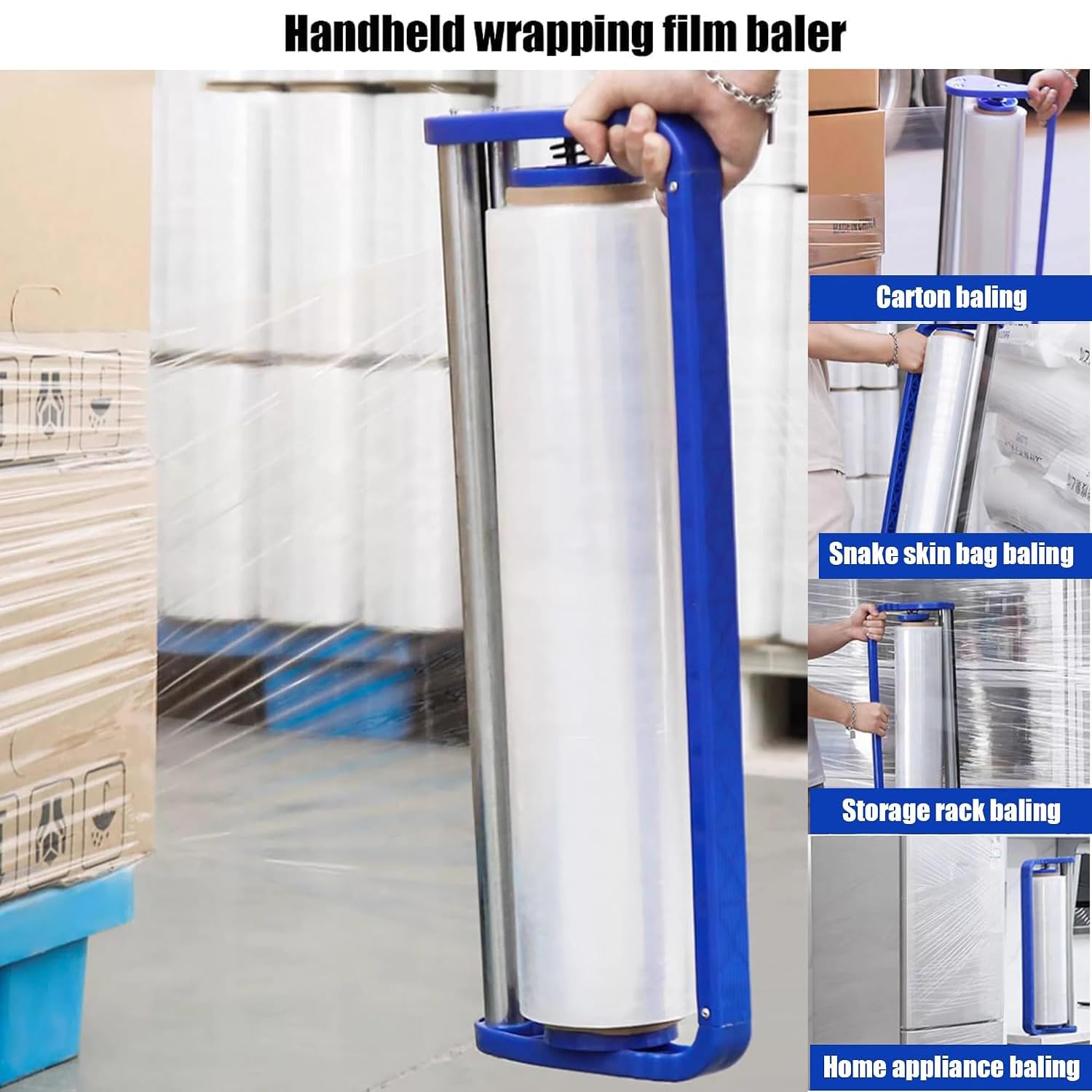 Dévidoir De Film Étirable De 50 Cm (19,7 Pouces), Distributeur De Film Plastique Avec Coupe-film, Compatible Avec Les Rouleaux À Mandrin De 5 Et 7,8 Cm (2 Et 3 Pouces), Outil Demballage Manuel