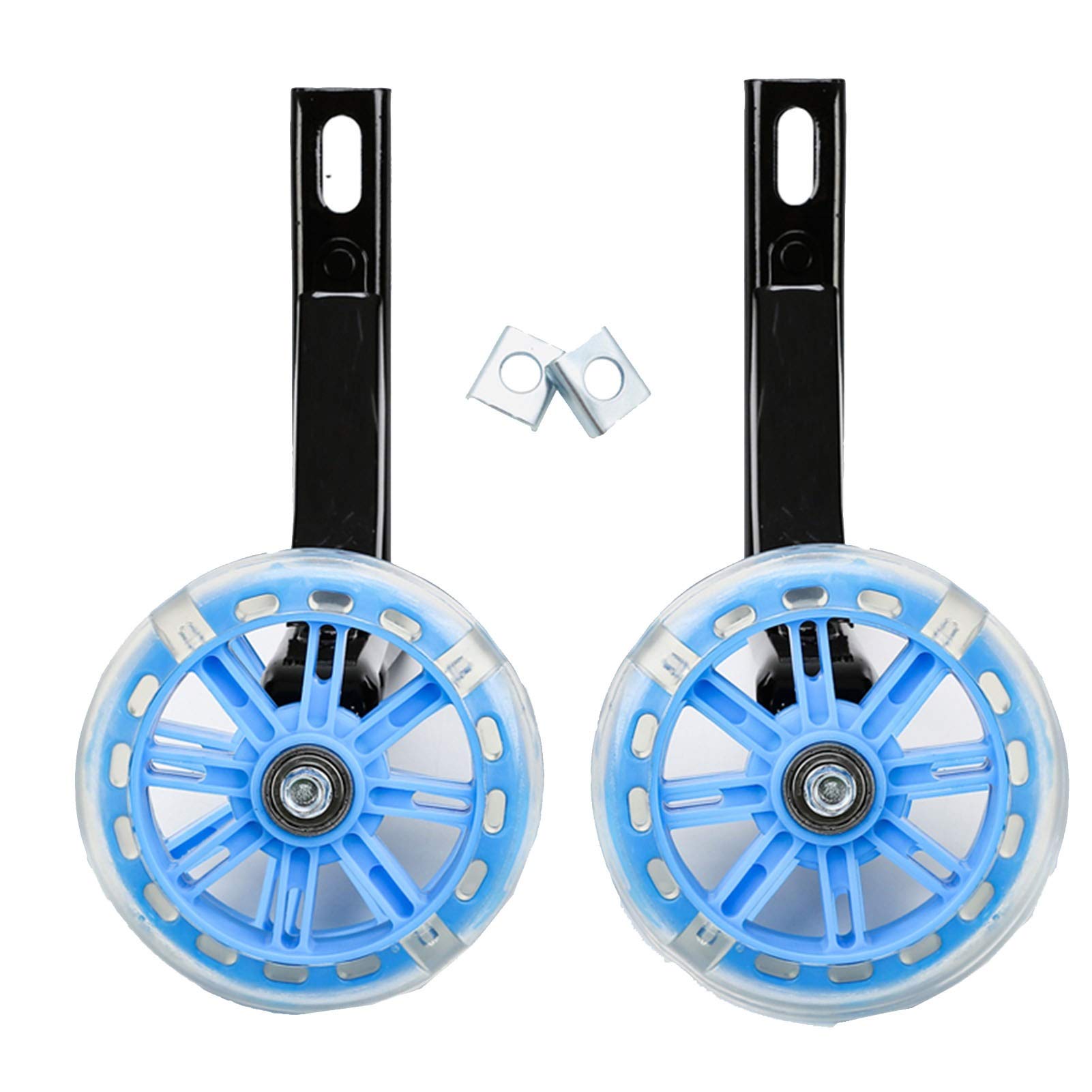 Lenkrollen, Bockrollen Universeller Kinderfahrrad-Stabilisator for Kinder, Stützräder, 12–20 Zoll, LED-Licht, Blau, Schwarz, Grün, Rosa (Color : Blue, Size : 16in)