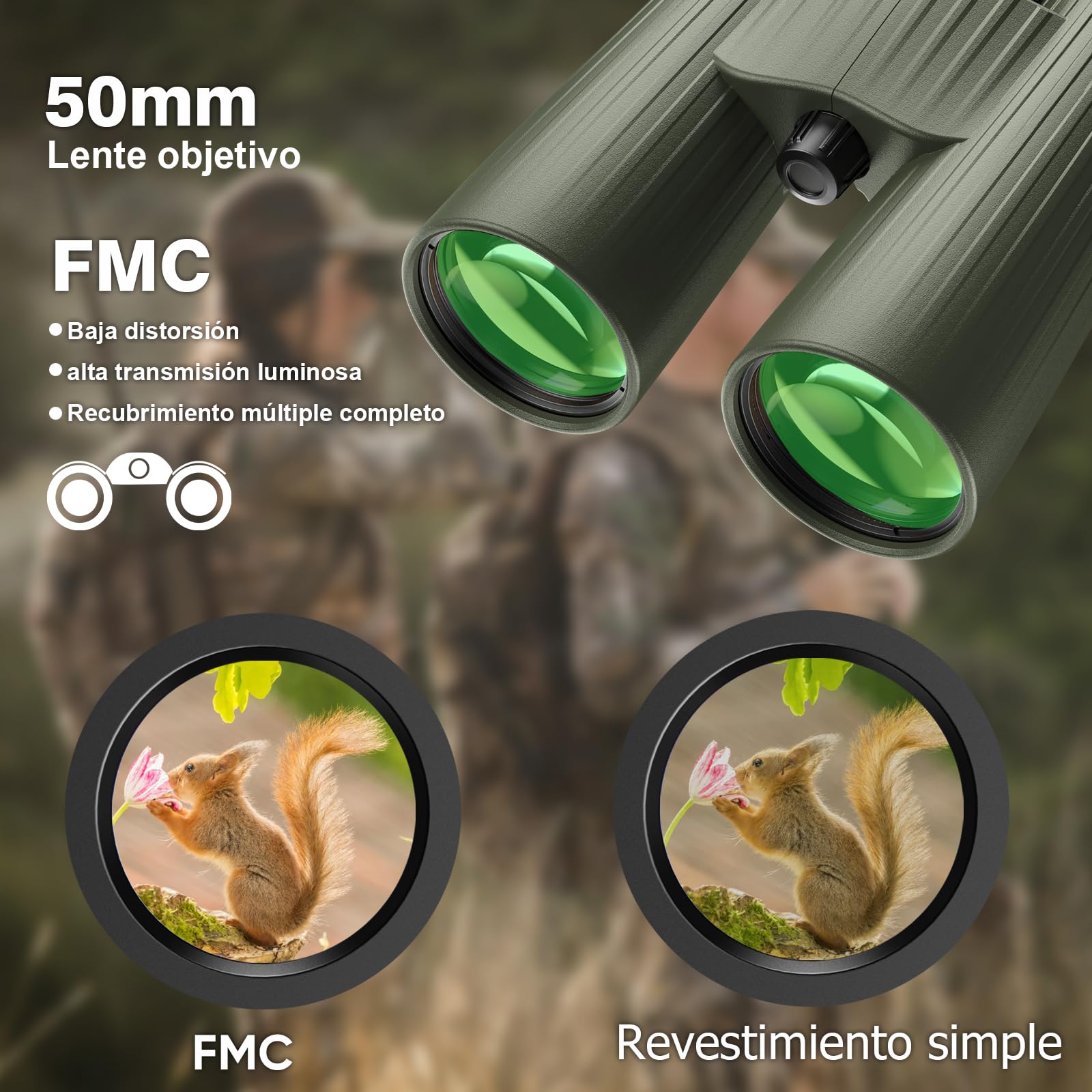 APEXEL 12X50 Prismáticos con Adaptador de Teléfono Móvil,Prismáticos Profesionales con Visión Nocturna,Impermeable IPX7 /BAK4/FMC para la Observación de Aves y Actividades al Aire Libre