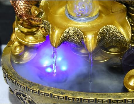 Indoor Small Water Fountain Indoor Fountain Chinese Desktop Fountain Waterfall Fountain Leisure Waterscape Feng Shui Desktop Fountain Interior Decoration Tabletop Fountains Feng Shui Decor ( Size : La