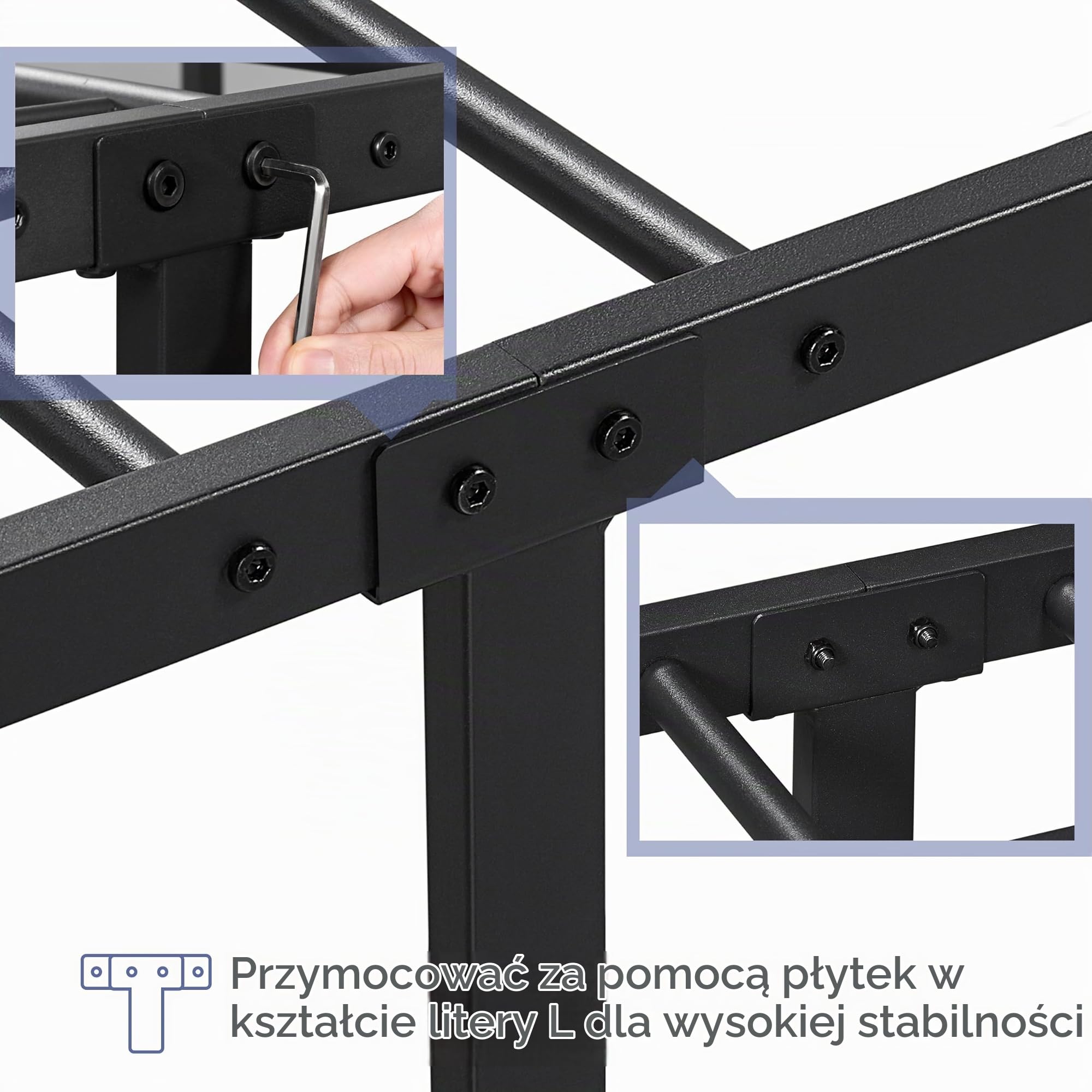 Yaheetech Rama łóżka 140 x 200 cm, metalowe łóżko w stylu vintage z