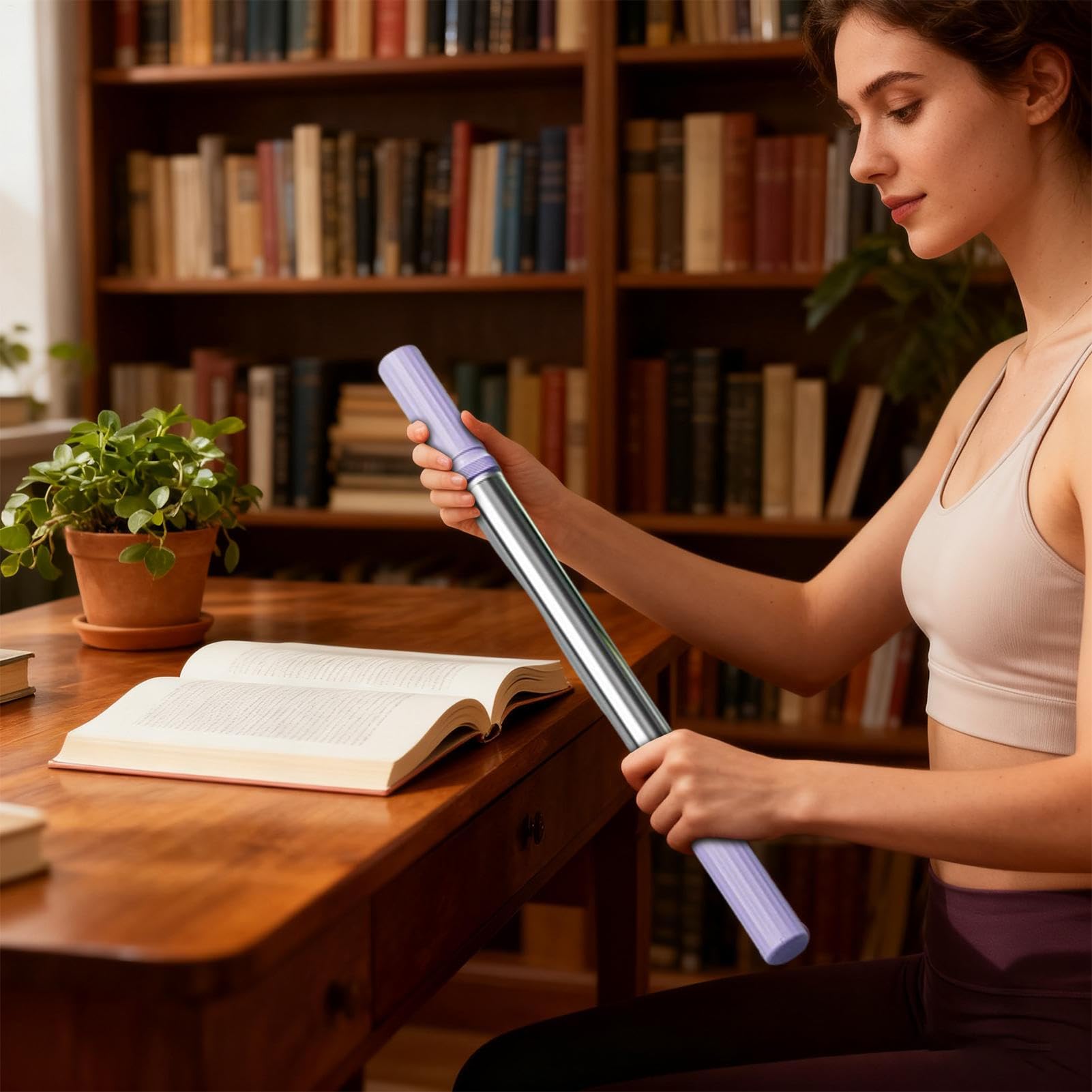 Übungsstab für Stretching | Korrekturstange für Dehnung und Übung – Rücken-Ausrichtungsstange, für Training Yoga Pilates zu Hause bei der Arbeit im Fitnessstudio im Büro im Innenbereich und