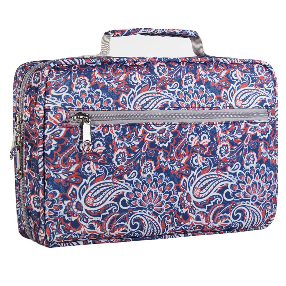 Floral Bible Cover Case For Women – PU Leather Carrying Bag With Handles, Multiple Pockets, Pen Holders