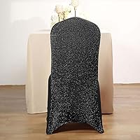 Vista 1 de Efavormart - Juego de 1 juego de fundas elásticas para sillas de banquetes de elastano negro para sillas de comedor con respaldo metálico brillante