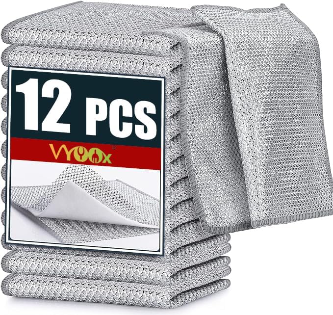 VYOOx Multipurpose Wire Dishwashing Rags for Wet and Dry Stainless Steel Scrubber Non-Scratch Wire Dishcloth for Washing Dishes Sinks Counters Easy Rinsing Machine Washable (pack-12) (B0DBVRKBDM) Amazon Price History, Amazon Price Tracker