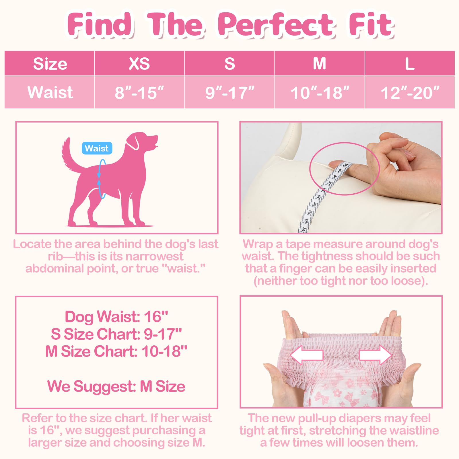 Dono Disposable Dog Nappies Female, 40 pieces, Dog Diapers for Dogs in Heat Puppy Nappy, Dog Pull-up Pants, cat nappies - Image 2