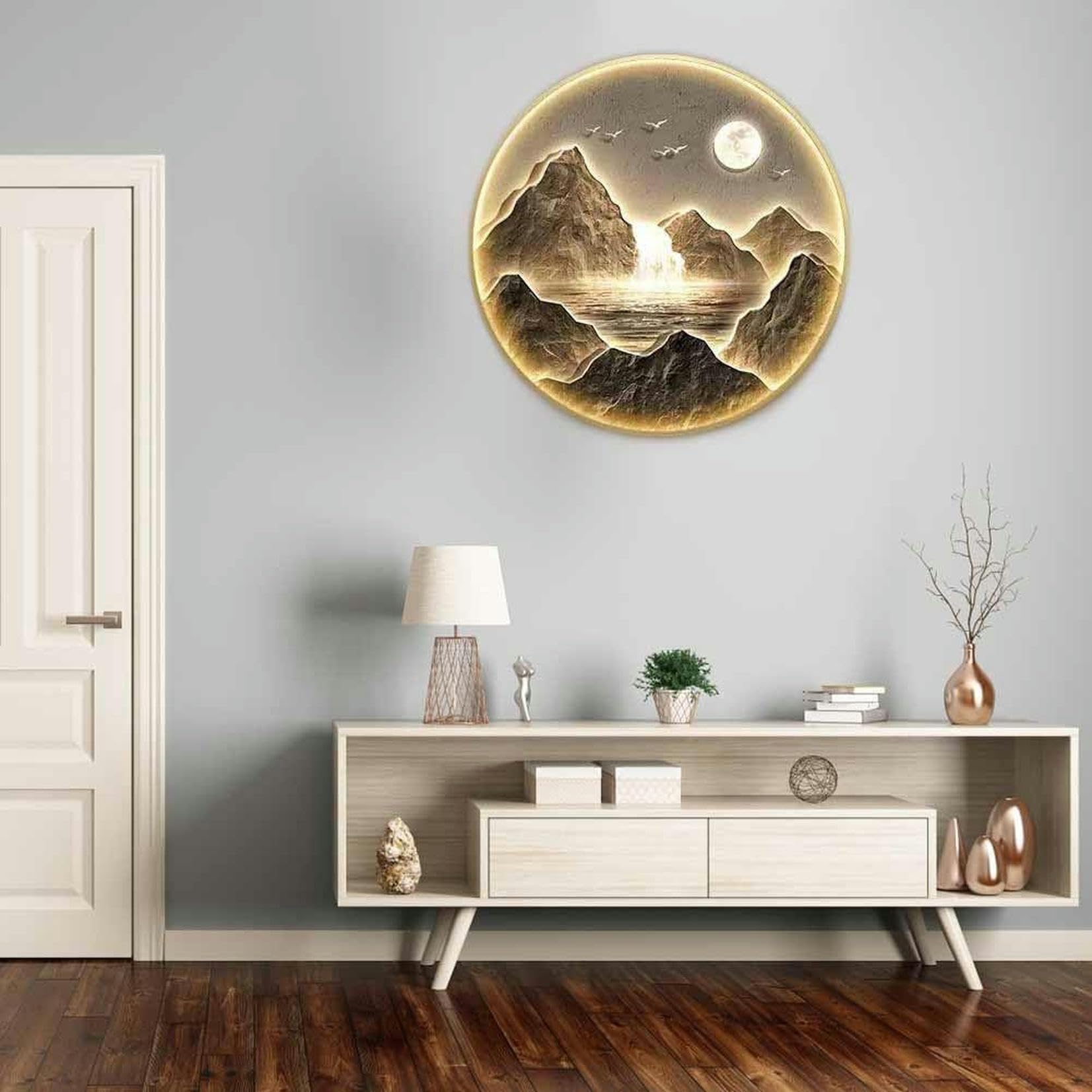 Amazon.co.jp: 3Dの壁の彫刻絵画の吊り下げ、紹介された光、壁の彫刻の