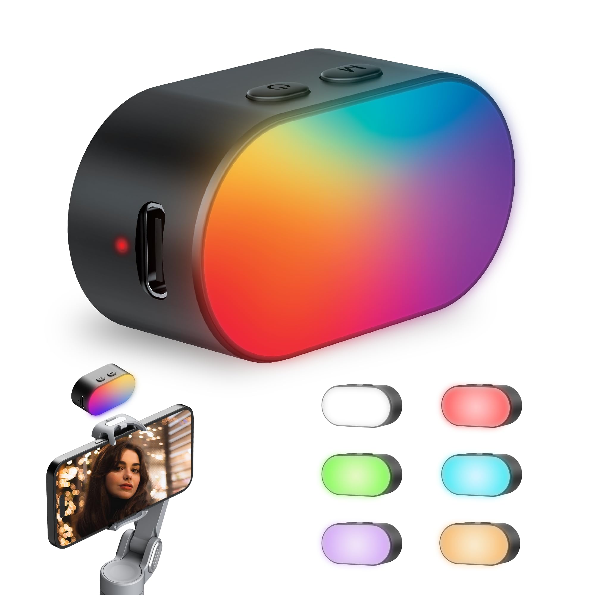 GO X Gimbal RGB Magnetic LED Fill Light - 16 Color Modes, Selfie, Vlog, Content, Live, YouTube, Photoshoot, Video, Control Button, 2hr Runtime, Rechargeable & Detachable