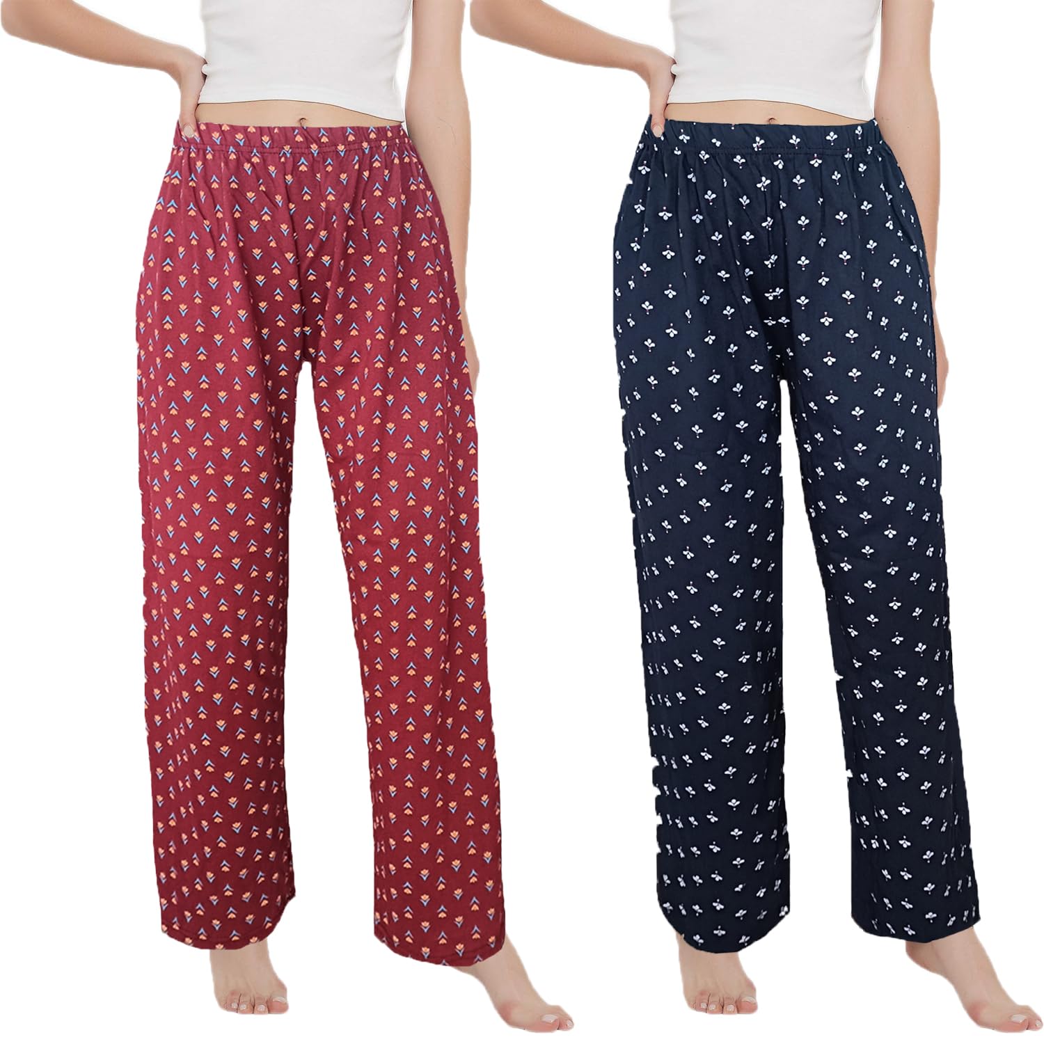 brand flex Women's Comfy Pajama Pants Long Casual Elastic & Drawstring Lounge Pants Soft Wide Leg Bottoms Free Size (28 TO 36 Inch) (Colour/Prints May Vary)-picture-41