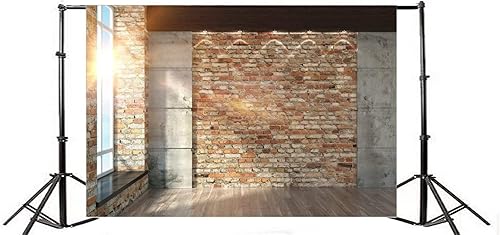 Miniatura 2 de Leyiyi Fondo de fotografía de 20 x 10 pies para habitación moderna, telón de fondo de pared de ladrillo, ventana de pared de ladrillo, luz solar,
