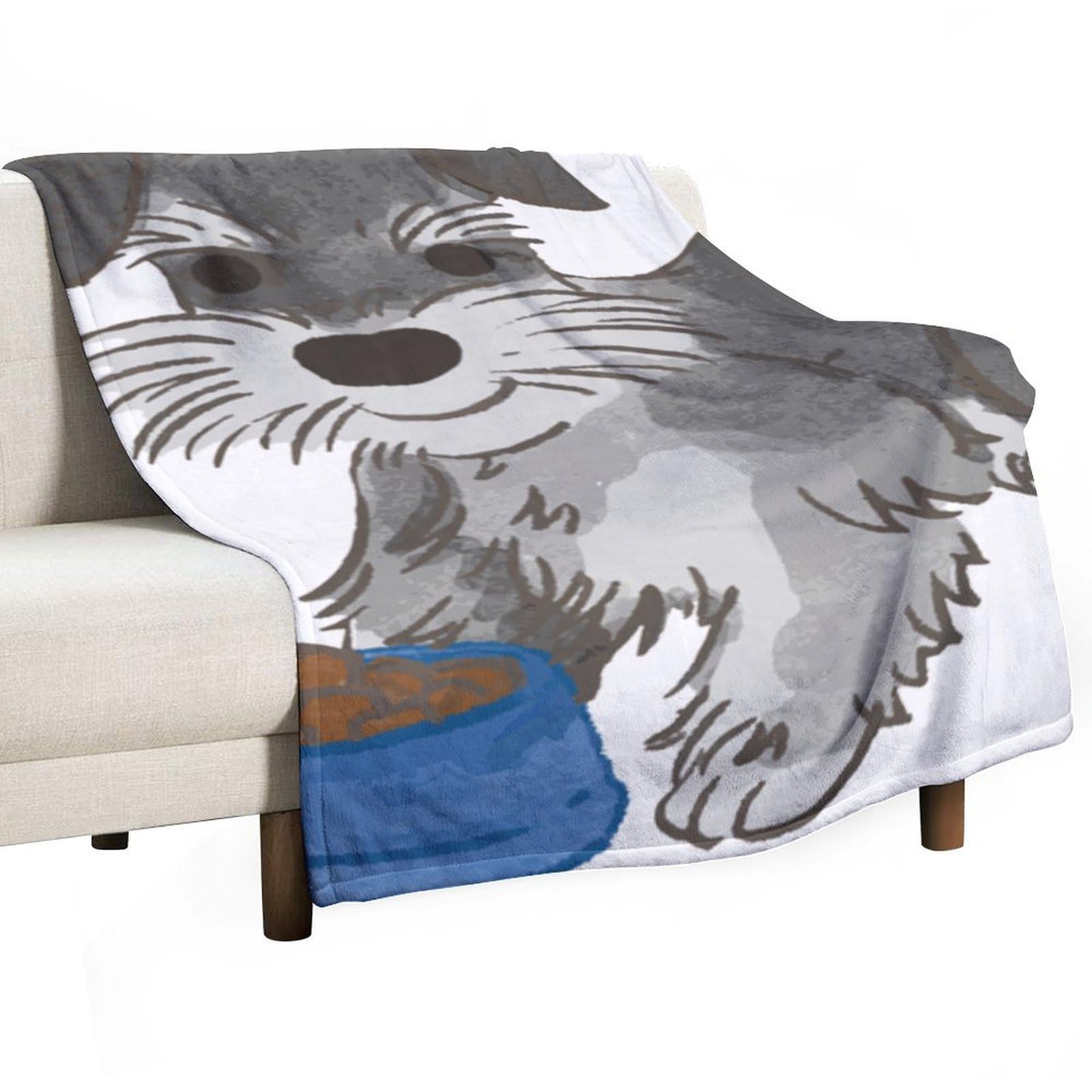 MHYRAC Flannel Blanket, Schnauzer Dog Throw Blanket for Couch Sofa Bed Office, Soft And Comfortable Without Pilling