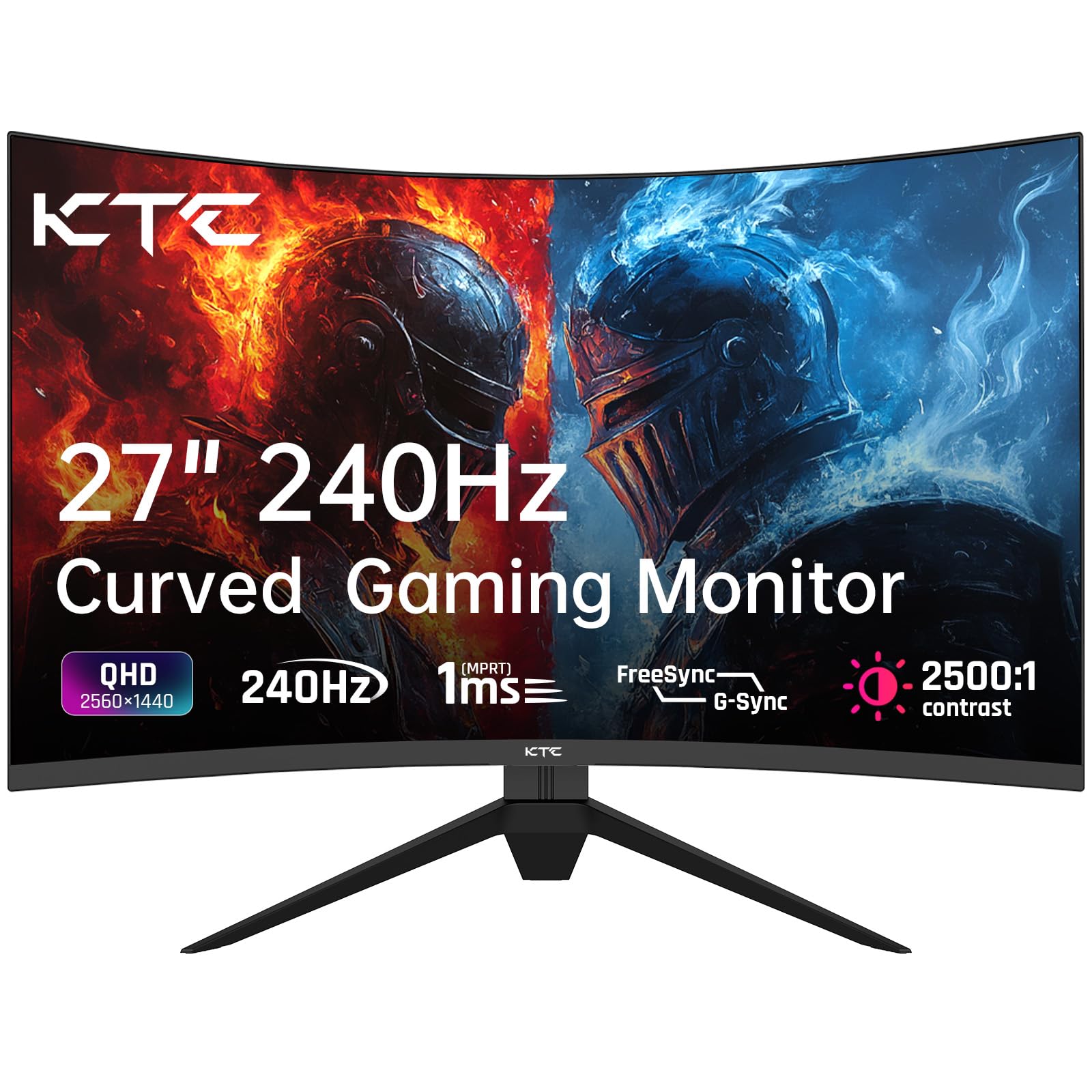 KTC 240hz ゲーミングモニター KTC 27 Inch 240Hz Curved Gaming Monitor, 1000R VA, QHD 2K