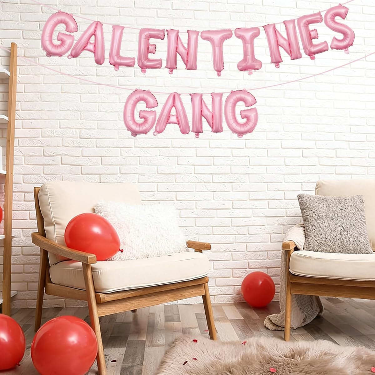 Happy Galentine's Day Decorations Galentines Gang Bolloons Banner, Galentines Party Supplies and Accessories for Girls Ladies Night and Photo Props, Pink