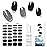 DUKASOU Semi Cured Gel Nail Strips, Black Glitter 28 PCS Solid Color Gel Nail Strips Works with UV Light, Salon Quality Nails Stickers Full Nails Wraps