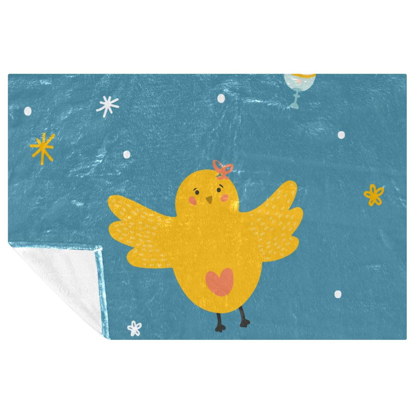 Jeté de lit imprimé poussin et lapin 150x100 cm chaud et doux