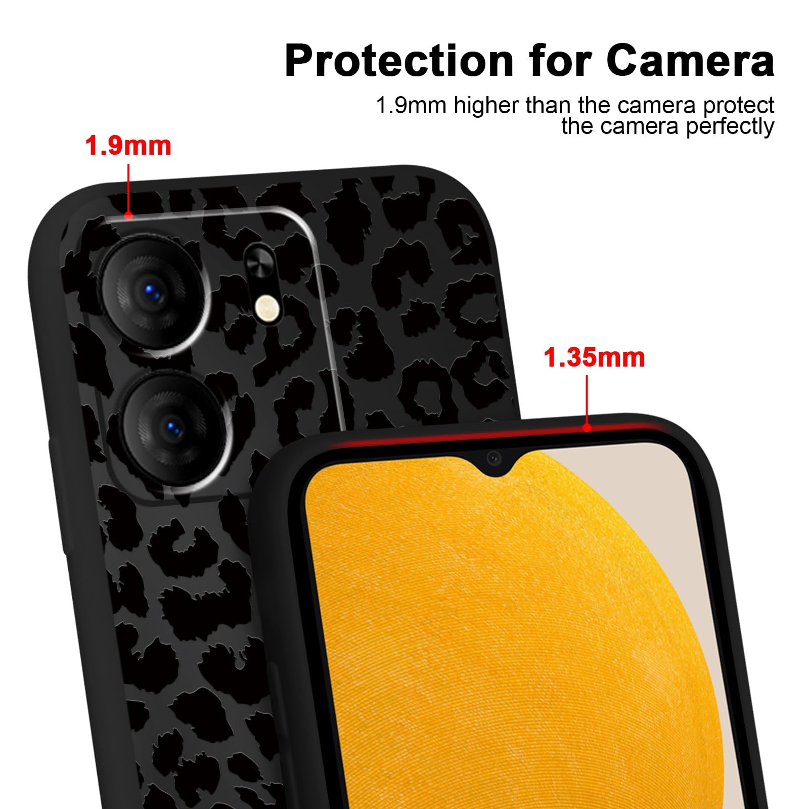 Funda protectora de TPU para BLU View 5 B160V de 6.6 pulgadas, diseño estético de leopardo negro, funda protectora de TPU suave y delgada a prueba de golpes para mujeres y niñas
