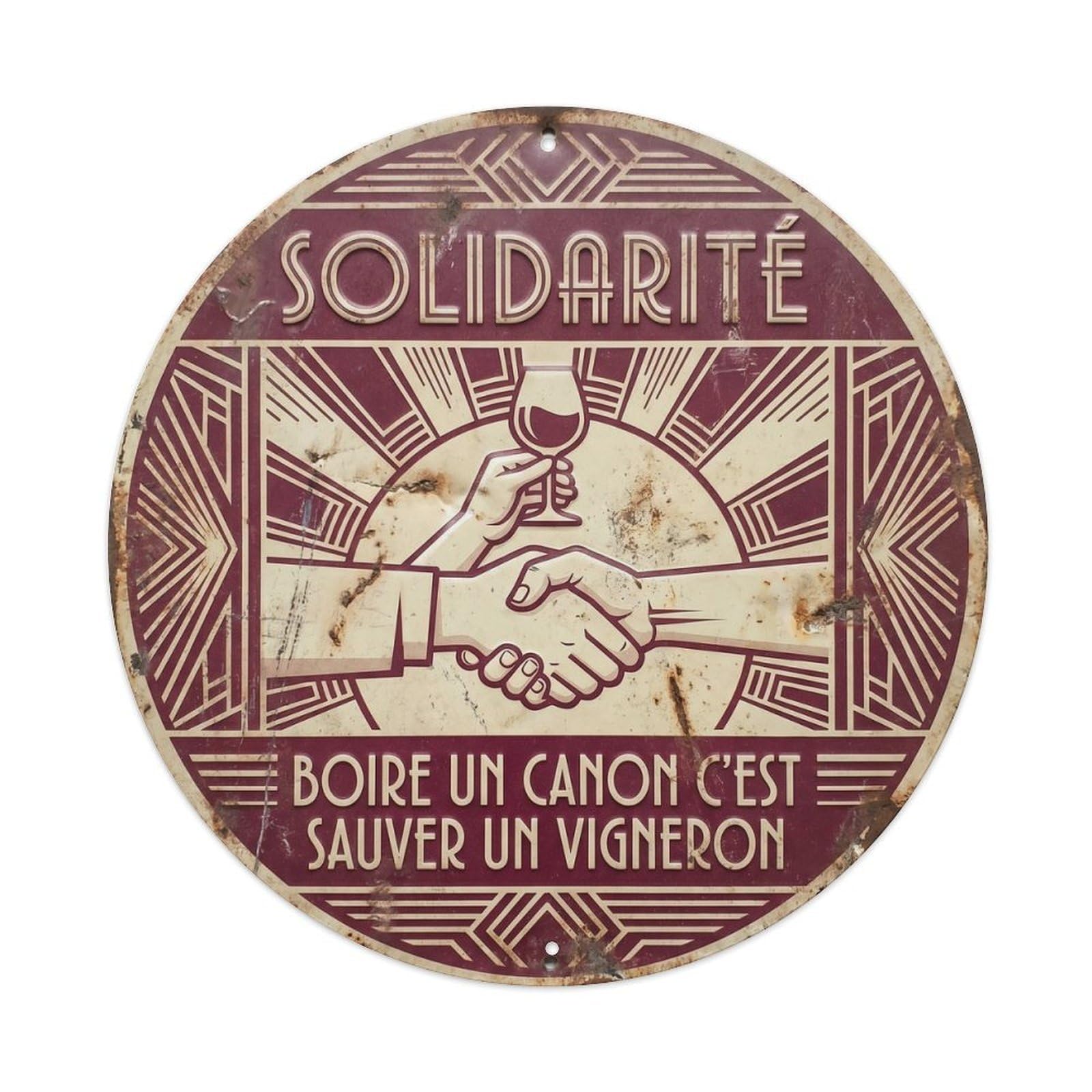 Solidarité Humorous Gathering Solidarity Vintage Metal Tin Sign Plaque Wall Decor for Cafe, Club Bar, Office, Garden Metal Poster 8x8Inch