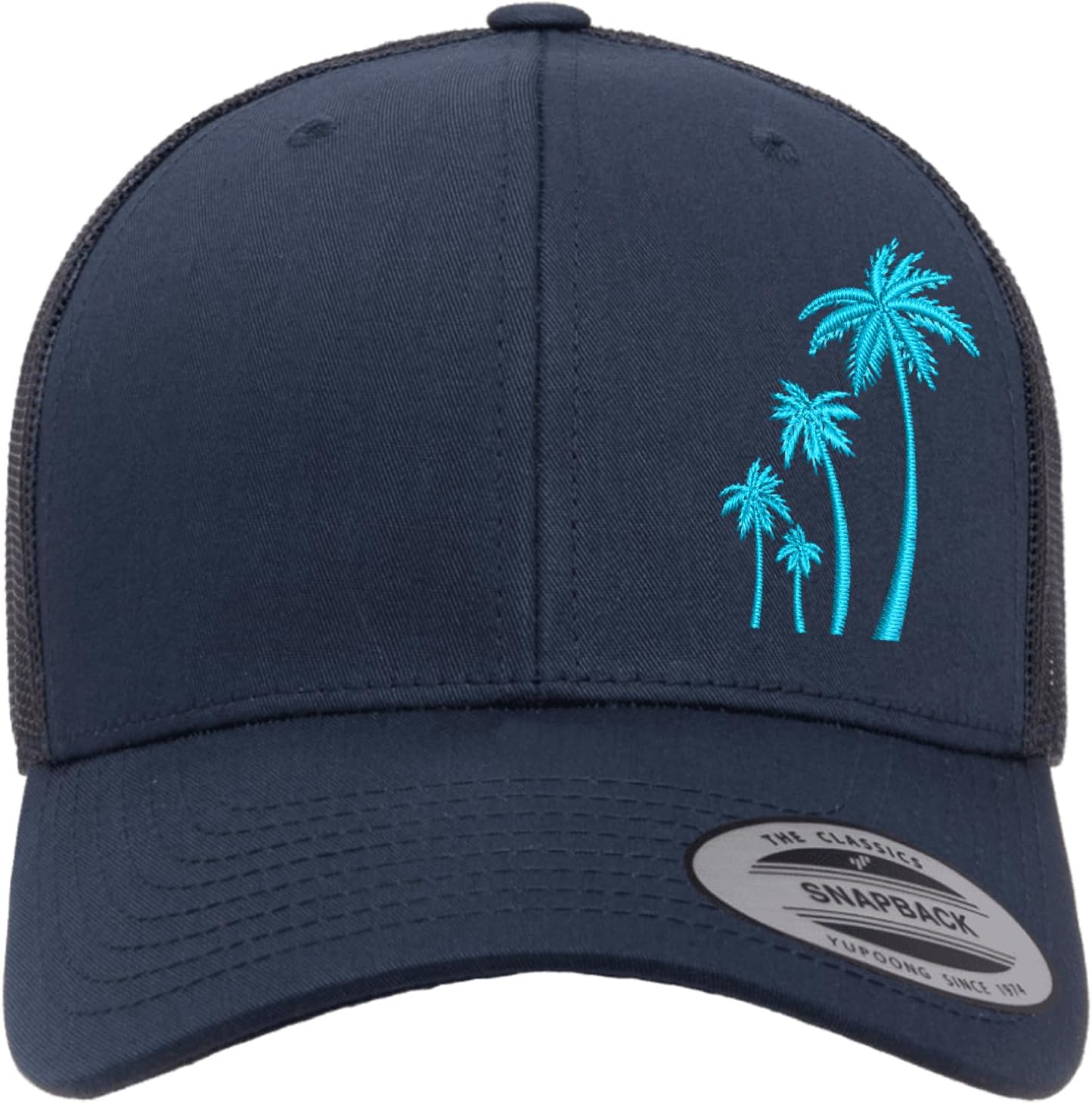 Embroidered Four Palm Tree Trucker Hat for Men & Women – Adjustable Mesh Back Baseball for Outdoor Cap