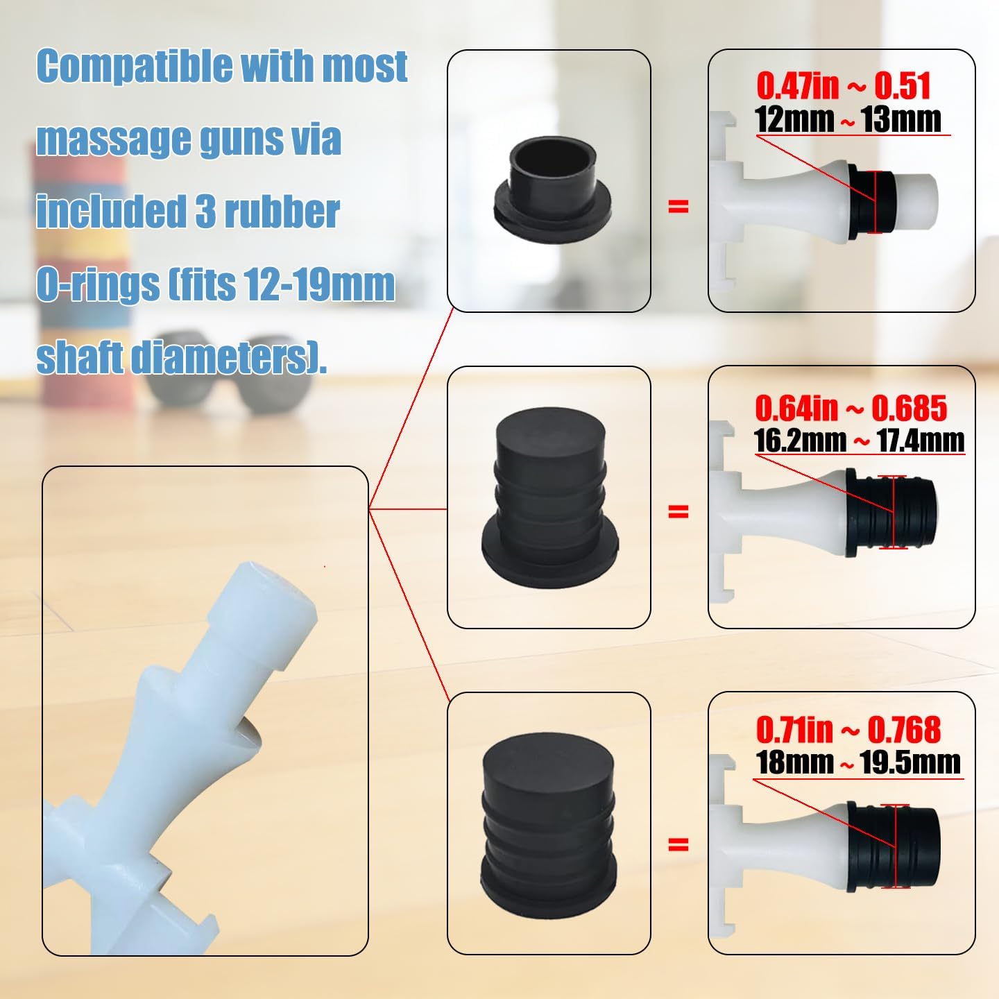 (Fits 12-19mm Shaft) Massage Gun Head attachments - Fascia Gun Silicone Head Replaceable Fitness Accessories (GG-41mm1.62inch)