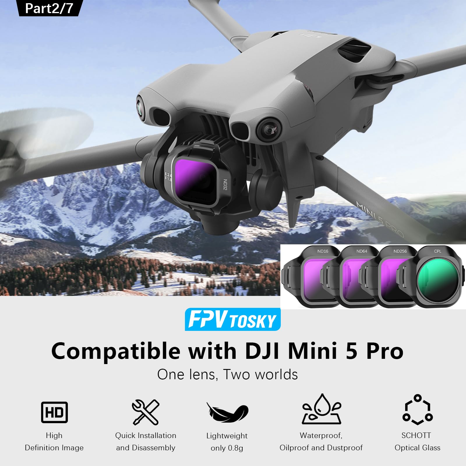 FPVtosky Bolsa para dji Mini 5 Pro, Bolsa de Viaje rígida portátil para dji Mini 5 Pro Fly More Combo, Bolsa de Almacenamiento de Piel sintética para Controlador RC 2 Accesorios (7 en 1)