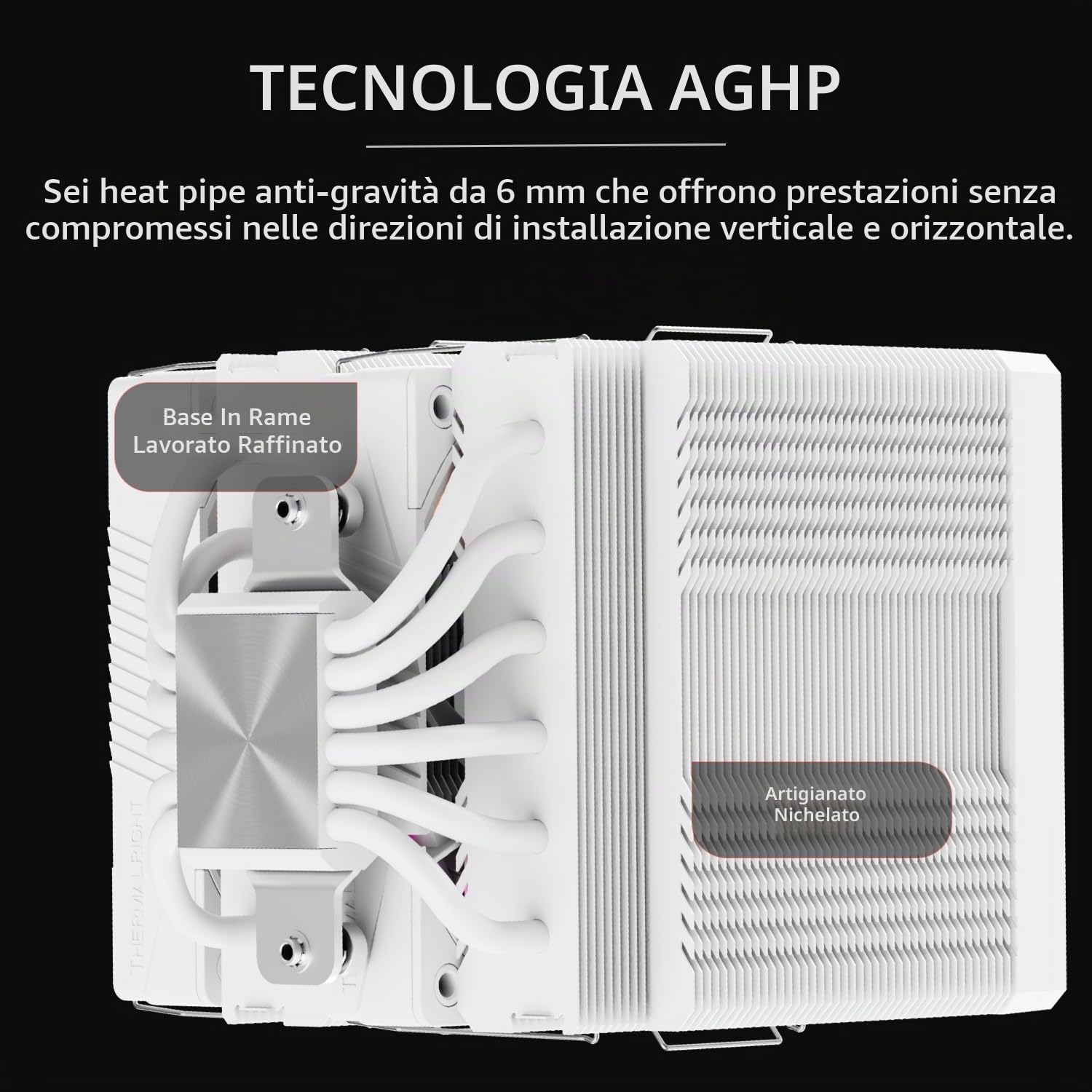 Thermalright Peerless Assassin 120 VISION MAX ARGB Bianco 6 conduttori di calore, display magnetico da 5", risoluzione 480 x 854 per AM4/AM5 e Intel LGA1700/1851