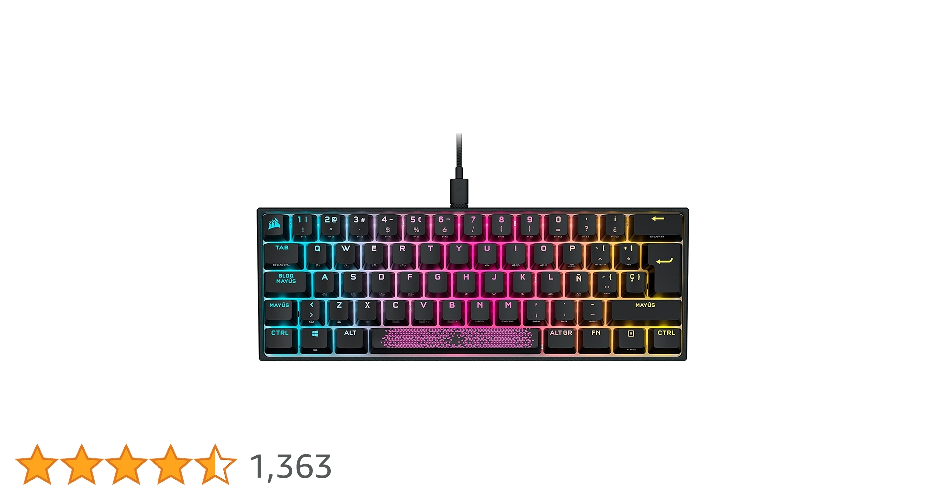 キーボード Corsair K65 RGB MINI 60% K65 RGB MINI 60% Mechanical Gaming Keyboard — CHERRY MX