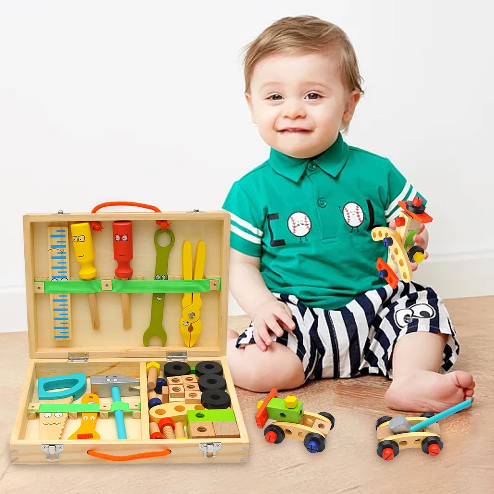Kit di Utensili per Bambini Ragazzi e Ragazze Giocattolo Educativo in Legno | Set Di Attrezzi Per L'Infanzia Per Casa Cameretta Asilo Scuola Materna Compleanno Ragazzi Ragazze Età