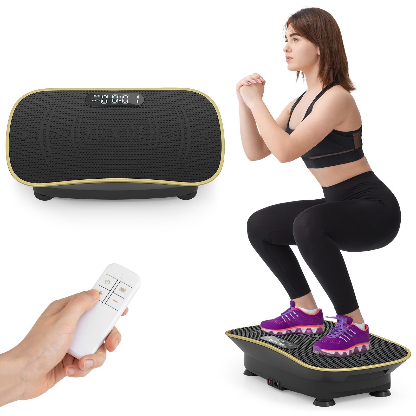 COSTWAY Plataforma Vibración Muscular, Plataforma Vibratoria con 10 Intensidades de Velocidades, Control Remoto, Pantalla LED, Placa Vibratoria para Ejercicios de Cuerpo Completo