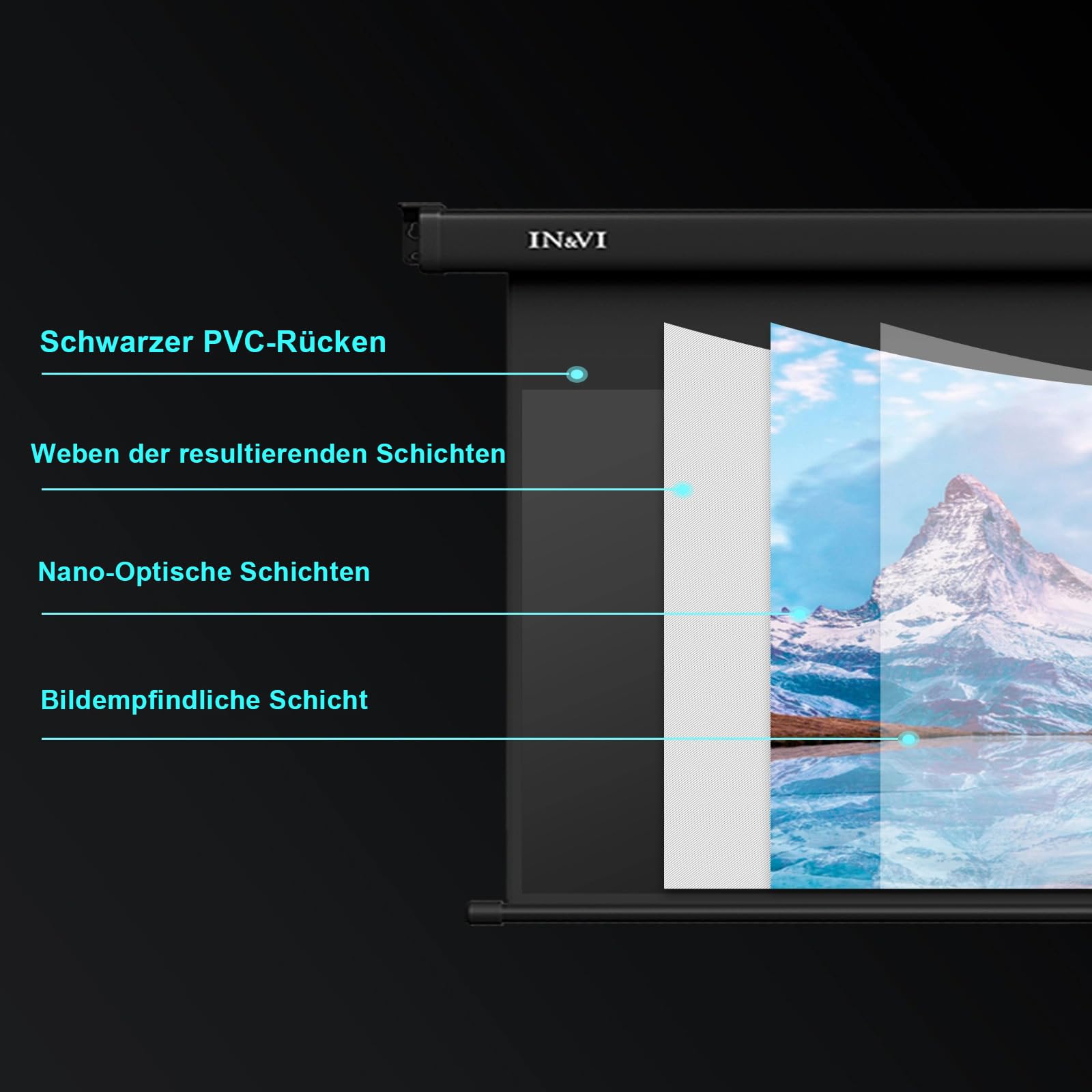 IN&VI ZB Beamer Leinwand Elektrisch Mit Fernbedienung,Leinwand Beamer 4K 3D HD 120 Zoll Format 4:3 Projektionsleinwand für Heimkino und Präsentation,Zur Decken-/ Wand-Montage