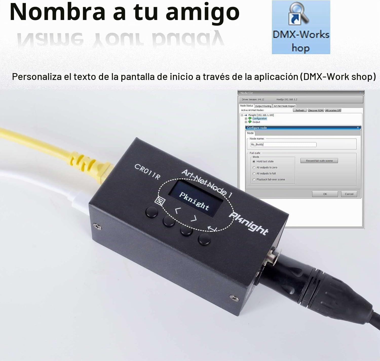 Pknight Interfaz de Control de Iluminación Ethernet ArtNet DMX Bidireccional | un universo (RDM no compatible)