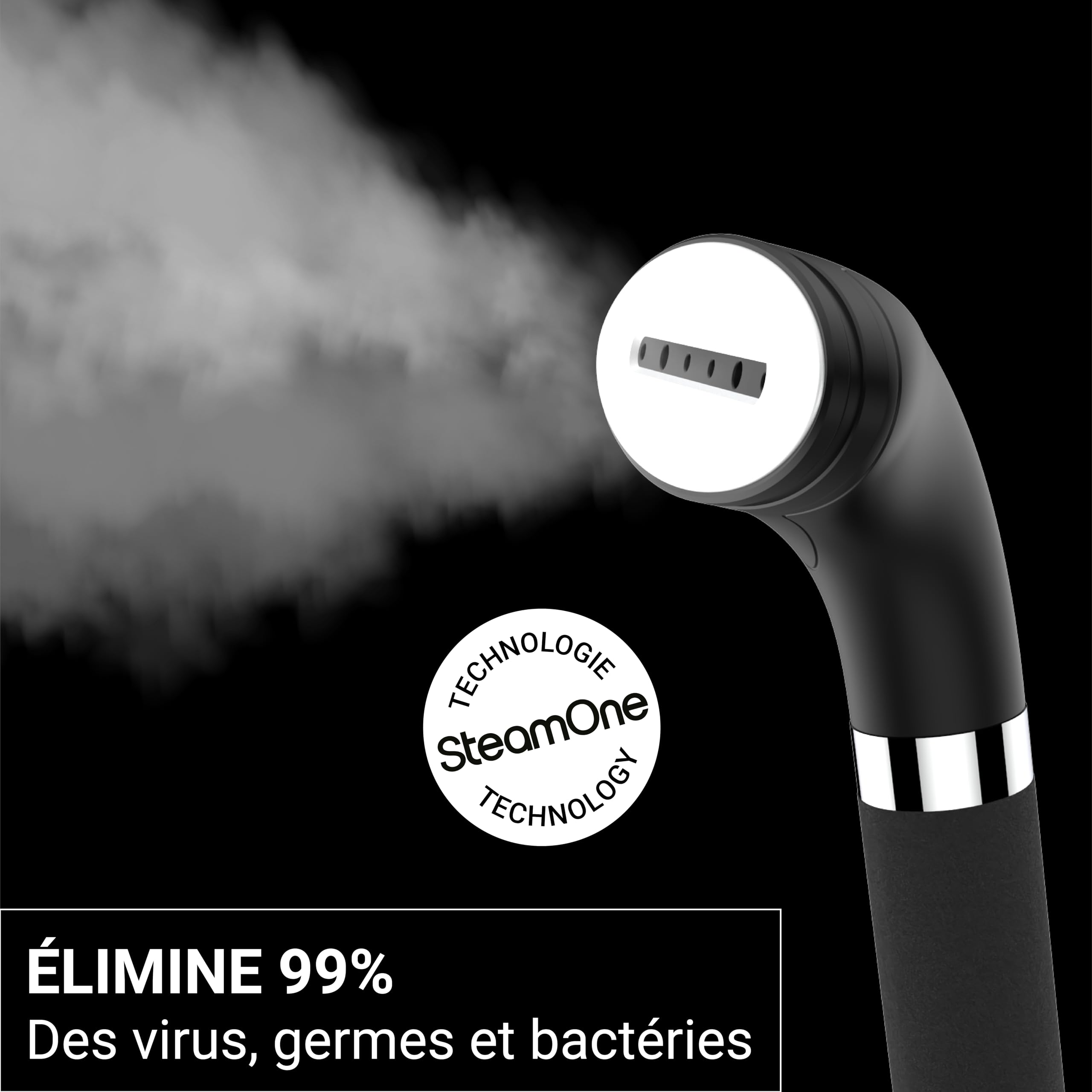 SteamOne Steamer Défroisseur Vertical Noir 2300W - Réservoir 2L | Steamer Vertical George 2, 2300W, Réservoir 2L, 45min Autonomie, 3 Modes, Prêt en 35s, Cintre Inclus, EUES200BV2
