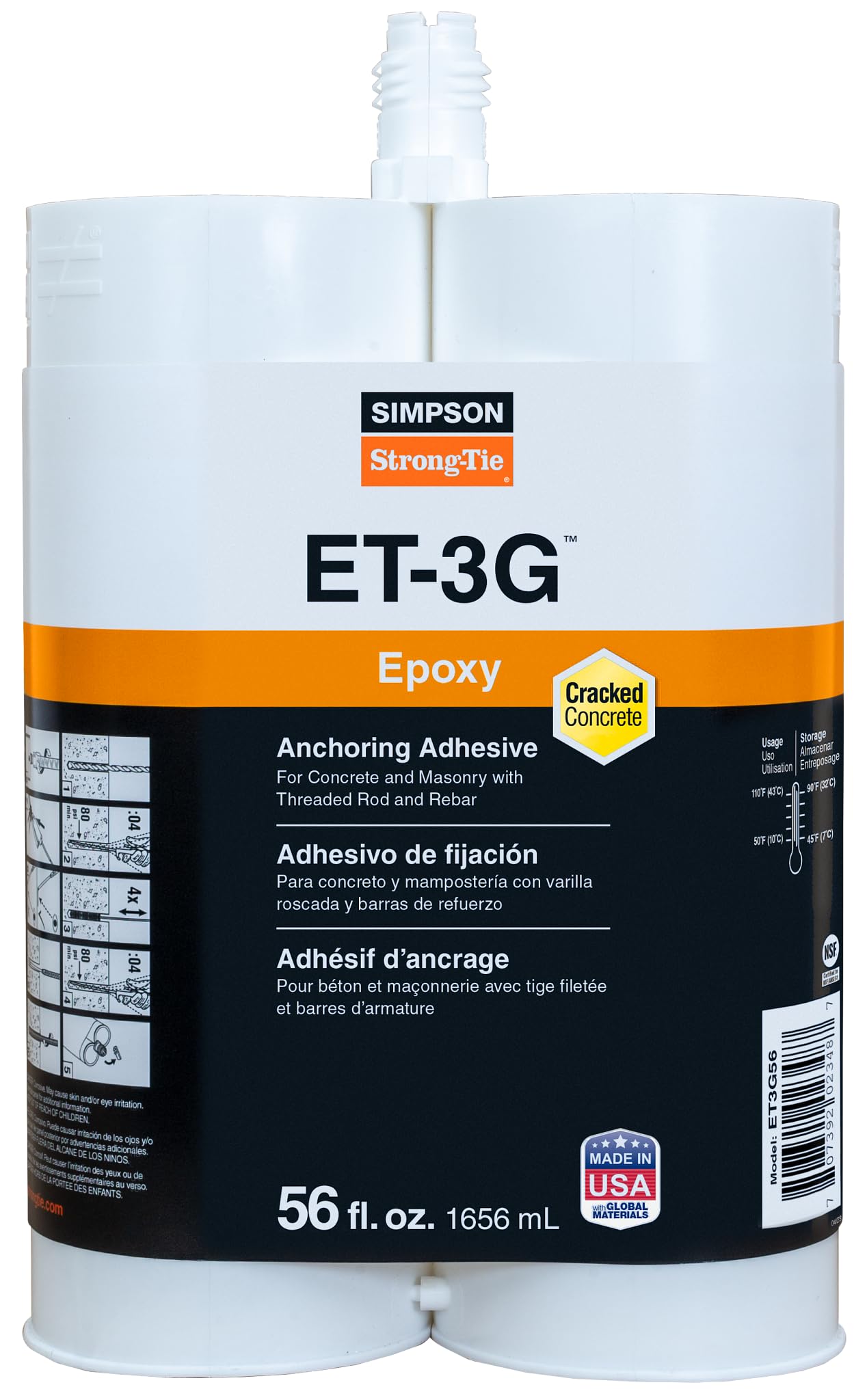 Simpson Strong-Tie ET3G56 ET-3G 56 oz. Epoxy Adhesive Cartridge