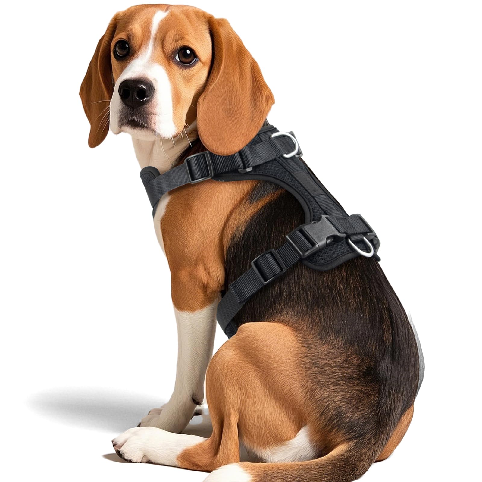 Wisedog Dog Harness Medium Sized, Pet Vest with Front Clip, Adjustable Puppy Harness with 3 Fast Release Buckles[Easy to Put on & Take Off] (Black, M)