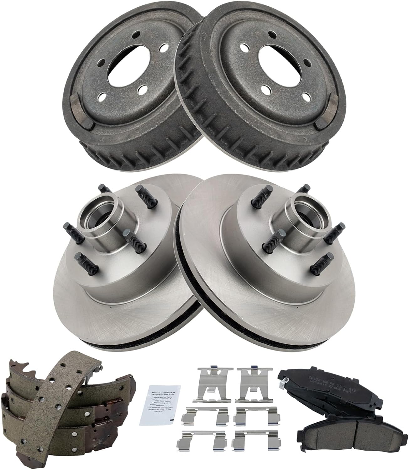 TRQ Front & Rear Brake Pad & Rotor Kit Ceramic Compatible with 1998-2002 Ford Ranger 2001-2002 Mazda B2300 B3000 1998-1999 B4000