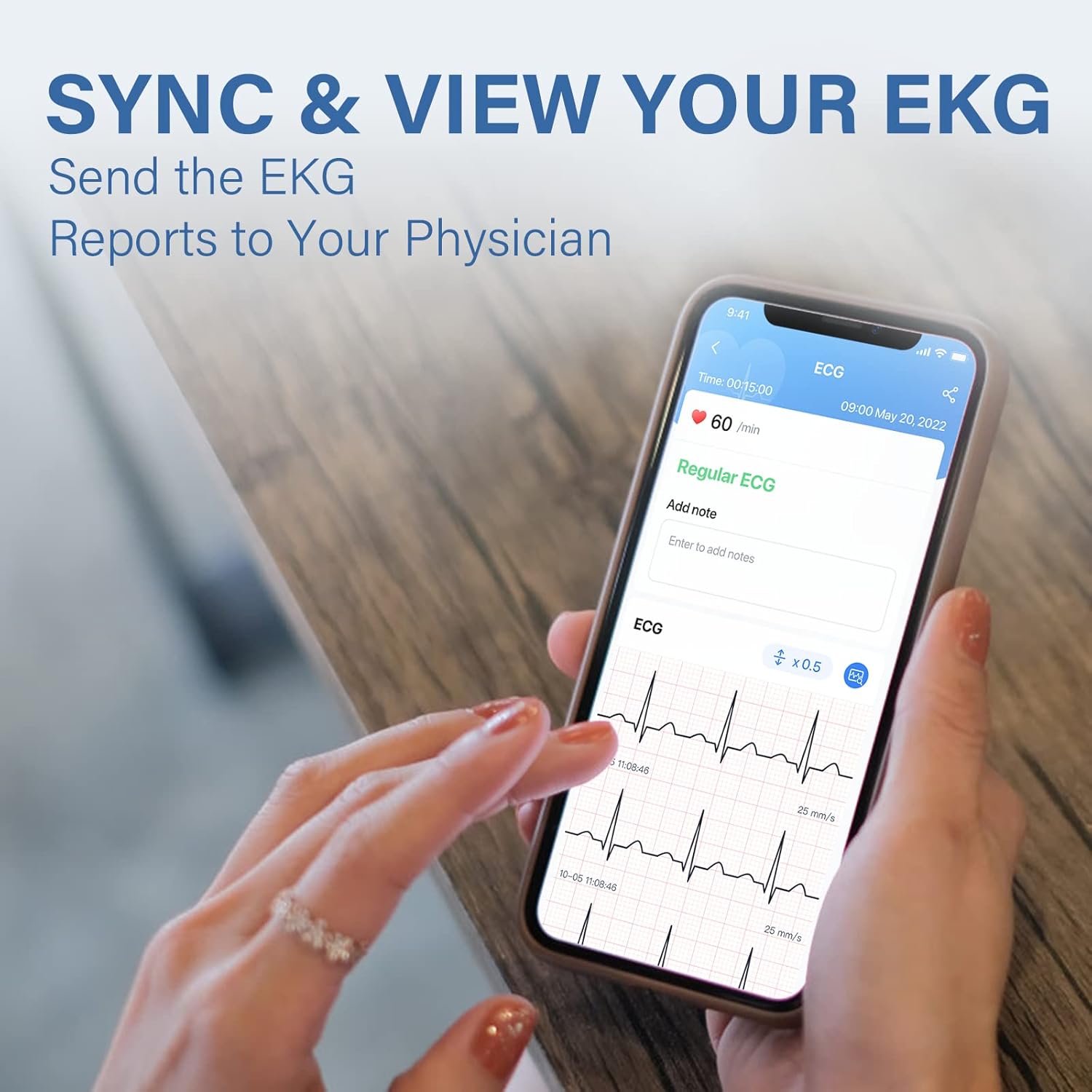 Vihealth app displaying EKG data