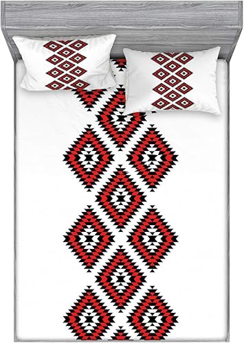 Miniatura 125 de Ambesonne Juego de sábanas bajeras y fundas de almohada, dibujos de aviones antiguos, vuelos clásicos con fechas, estilo vintage, diseño nostálgico,