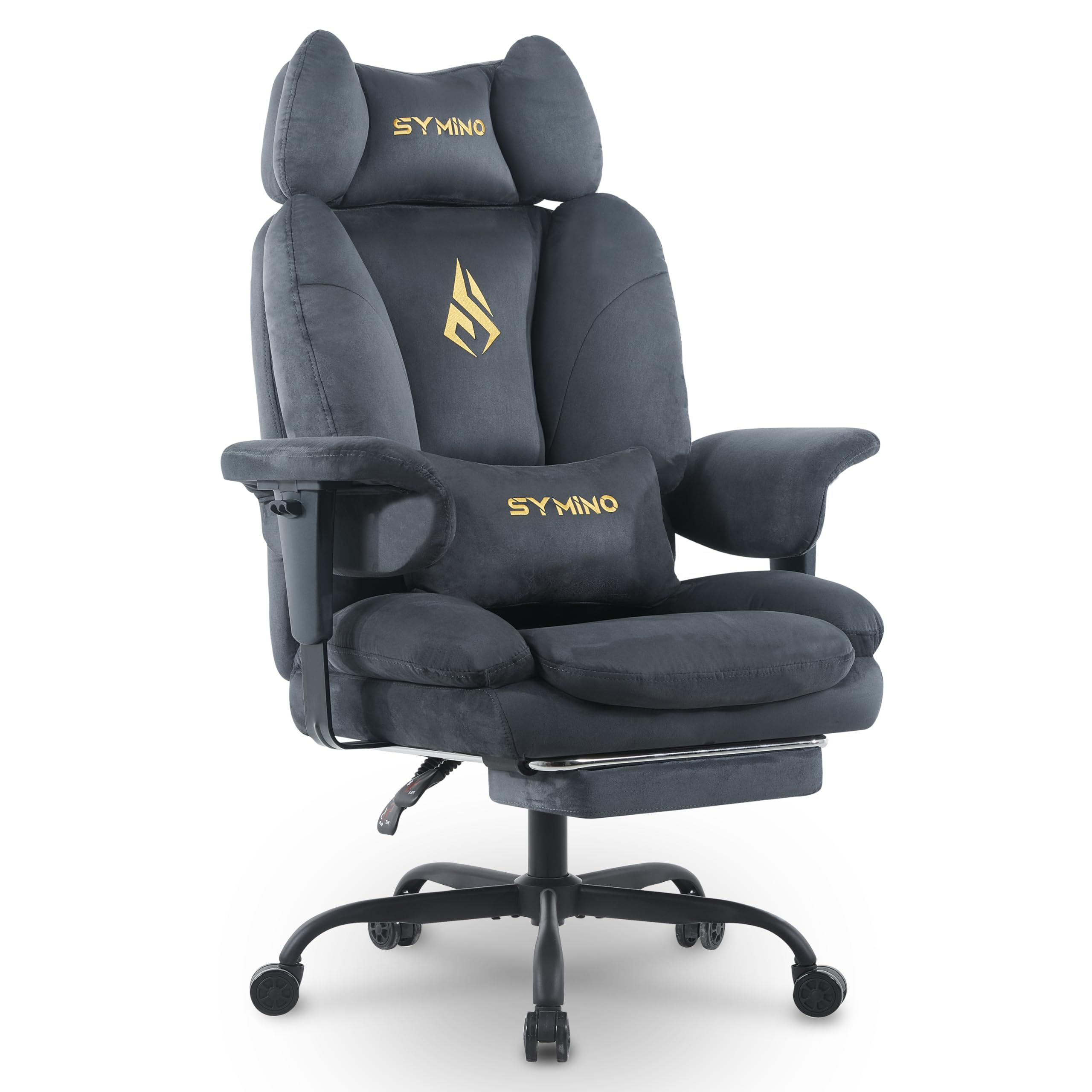 Symino Sofa-Like Gaming Chair with Enveloping Seating Experience, Computer Chairs, PC Chair with Footrest, Ergonomic Comfortable Gaming Chairs for Adults, Grey