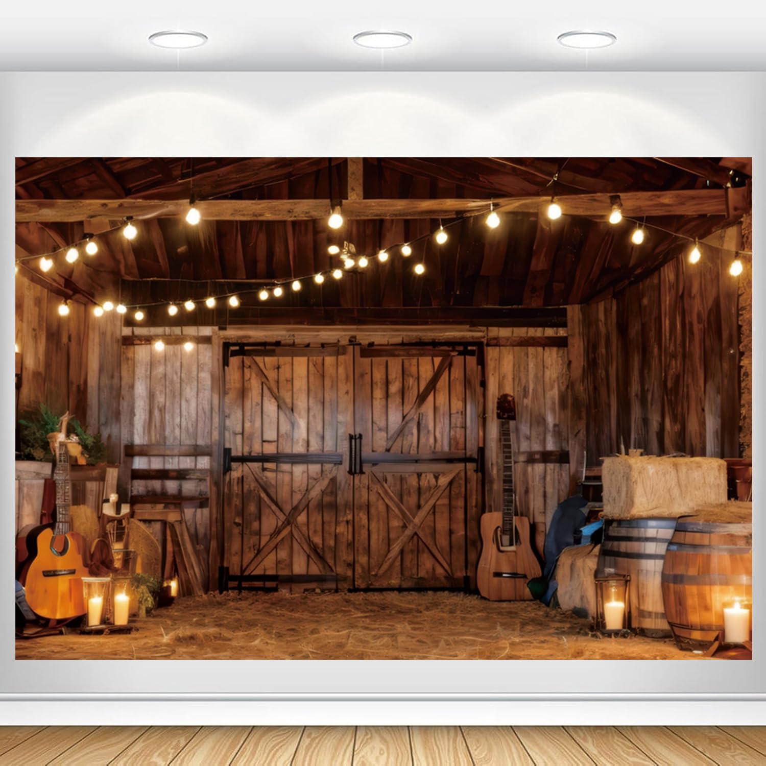 Western Cowboy Backdrop Banner 7x5ft Wild West Rodeo Saloon Country Farm Barn House Photo Background for Birthday Wedding Decorations Photoshoot Photo