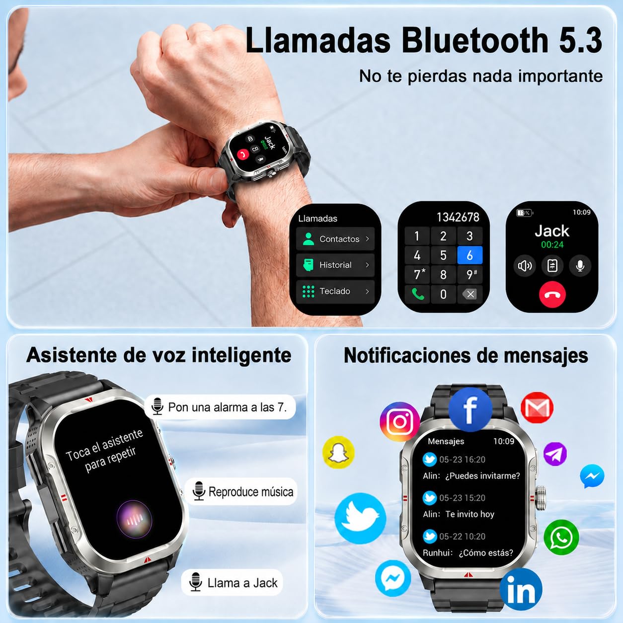 Jugeman Reloj Inteligente Hombre con GPS, 2.06'' Smartwatch,Fitness Tracker