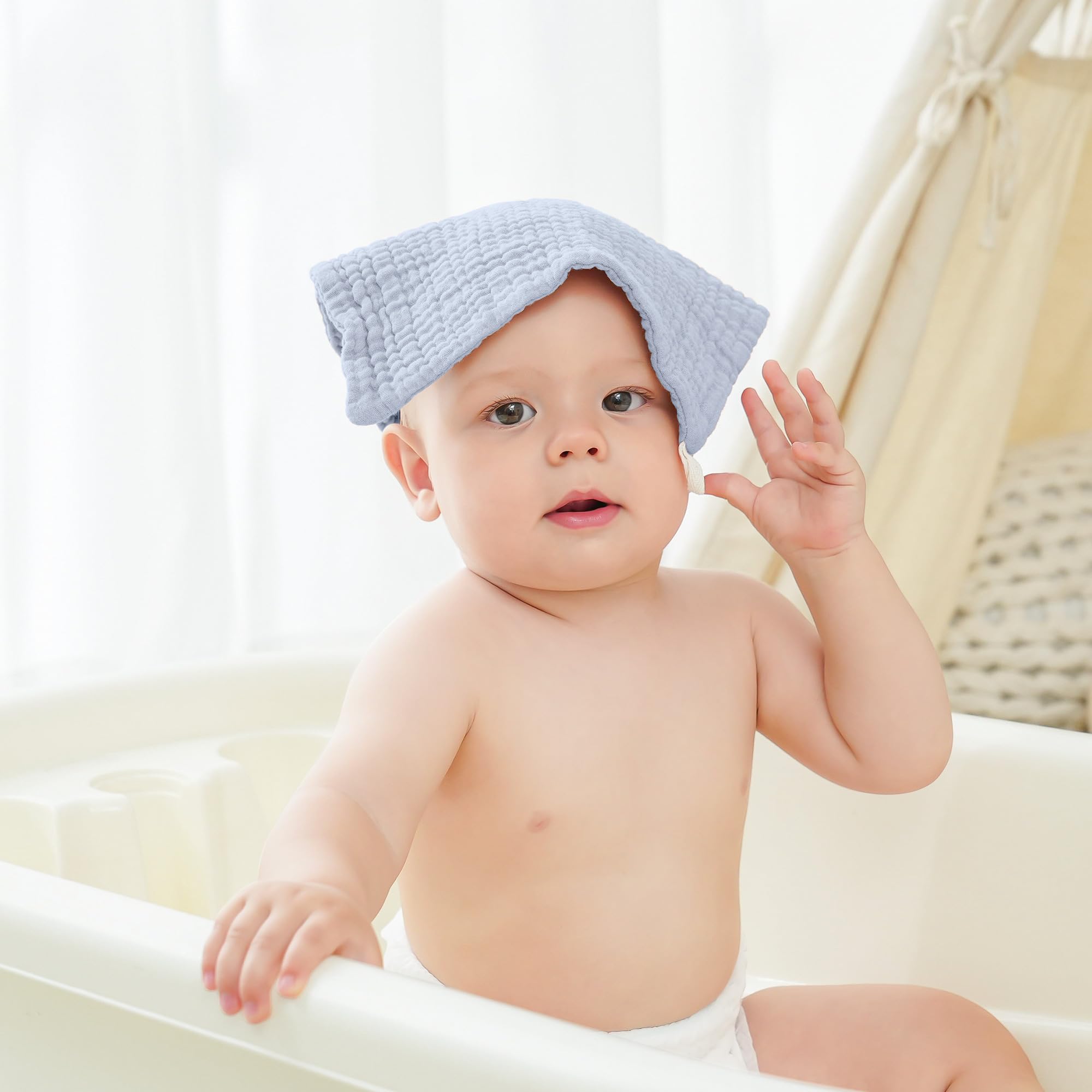 Lot De 5 Langes Bébé, 26x25cm,Réutilisables Coton Biologique Naturel