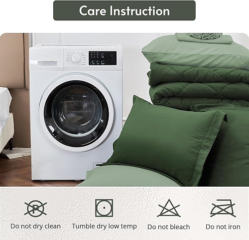 Miniatura 217 de MUXHOMO Juego de edredón Queen de 7 piezas, cama reversible en una bolsa, tamaño Queen, juego de ropa de cama para todas las estaciones con edredón