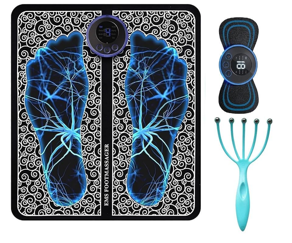 Image of Rechargeable (EMS) FOOT massager mat, Muscle Stimulator, Simulated Massage Therapy (Blue)