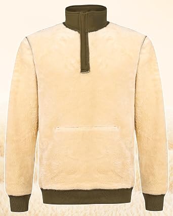 Men's 1/4 Fleece Lined Sweatshirts Winter Jumper Sweater Pullover