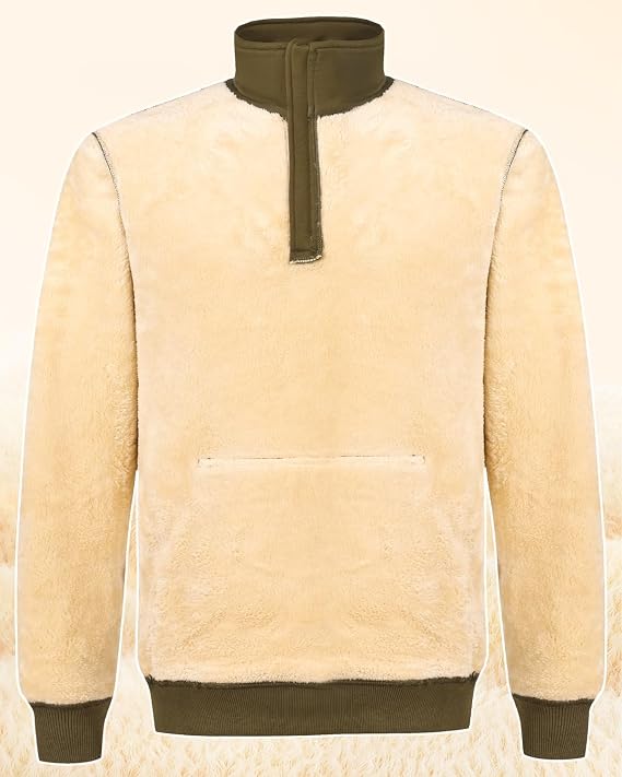 Men's 1/4 Fleece Lined Sweatshirts Winter Jumper Sweater Pullover