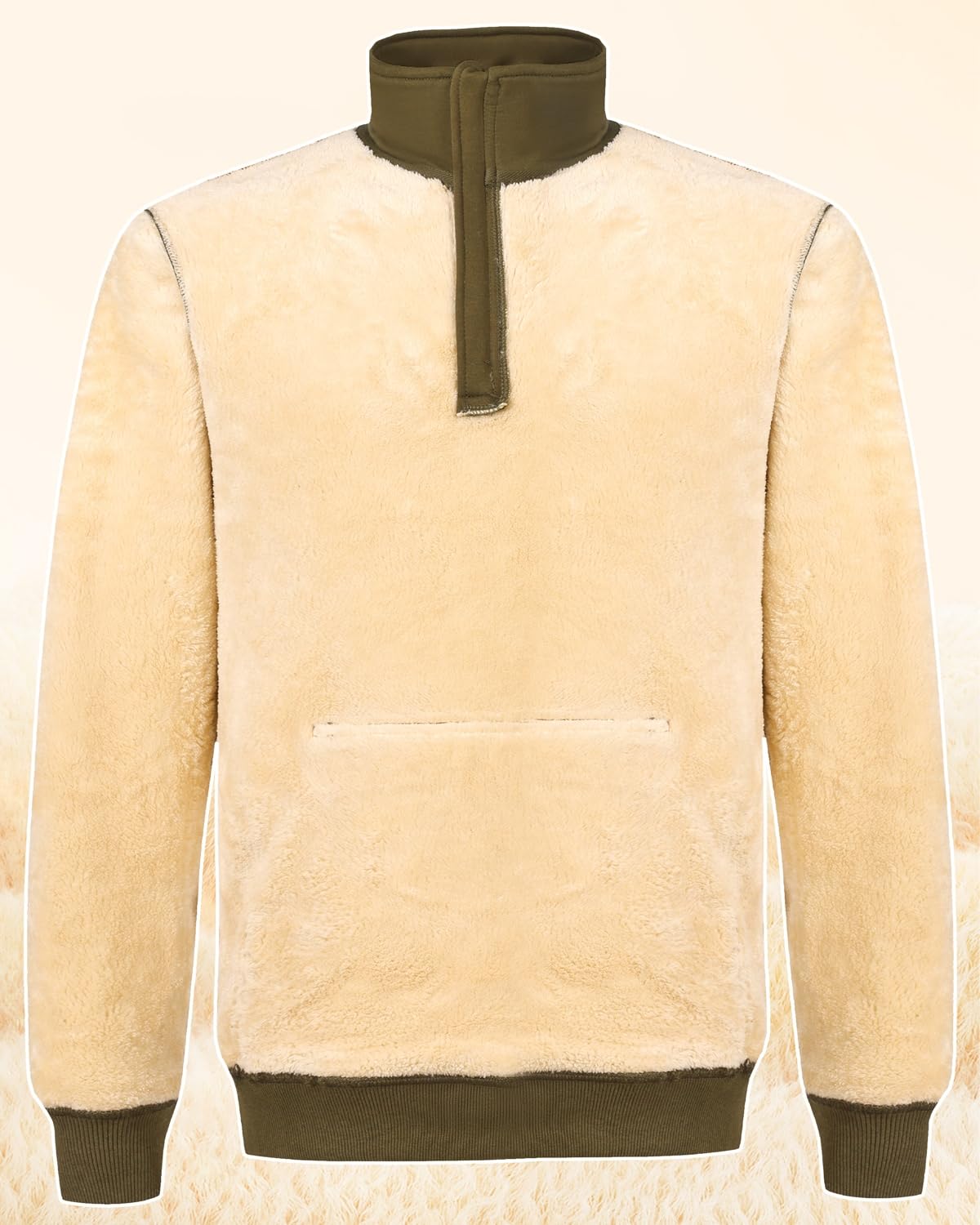 Herren Pullover 1/4 Zip Gefütterte Sweatshirts Winter Sweaters | Warm Gefüttert, 1/4-Reißverschluss Stehkragen, Kängurutasche, Verstärkte Doppelnaht, für Arbeit, Freizeit & Alltag