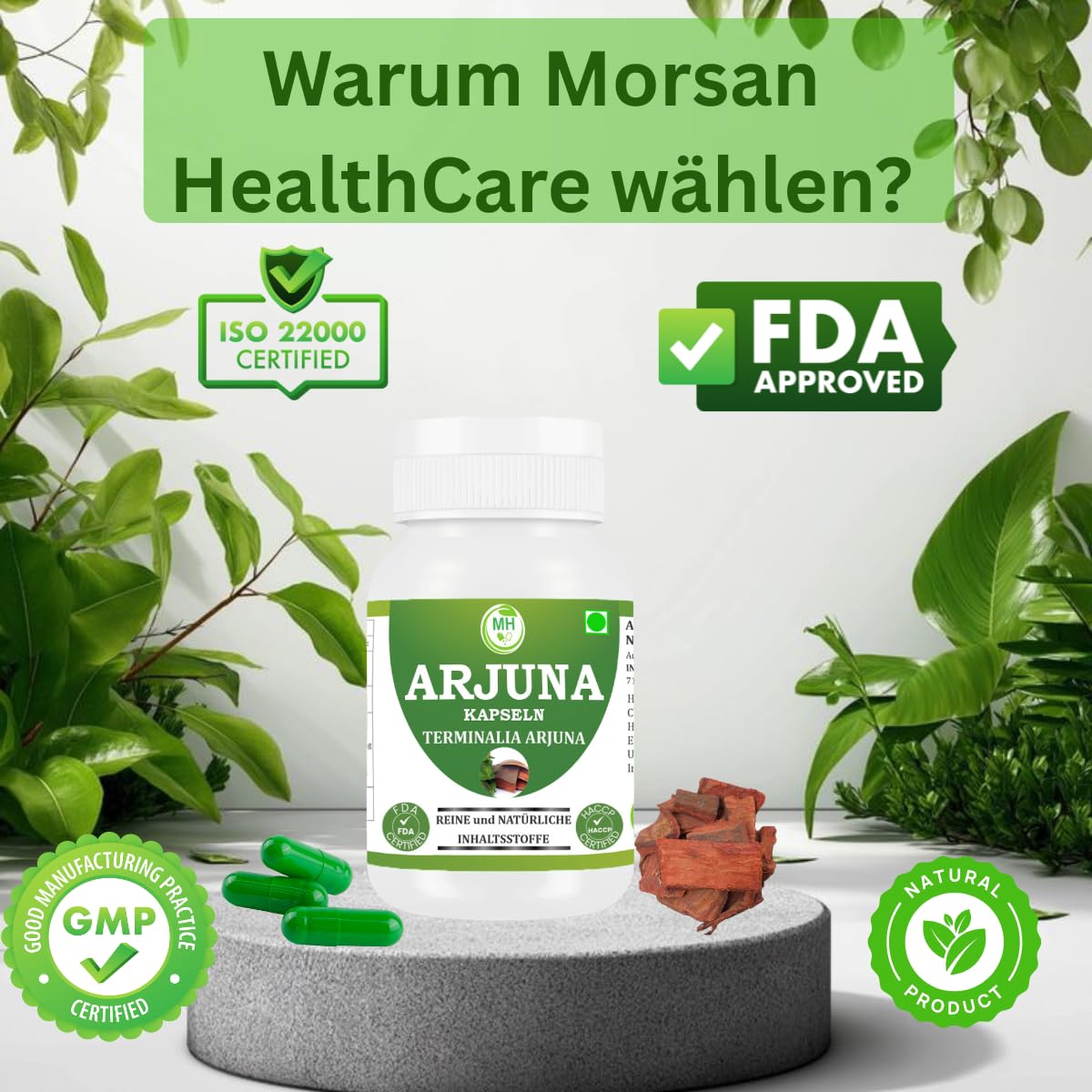 Arjuna Kapseln 500 mg | 4er Pack (240 pflanzliche Kapseln) | Terminalia Arjuna Extrakt | Herzgesundheit & Kreislauf | Natürliche Ayurveda Ergänzung