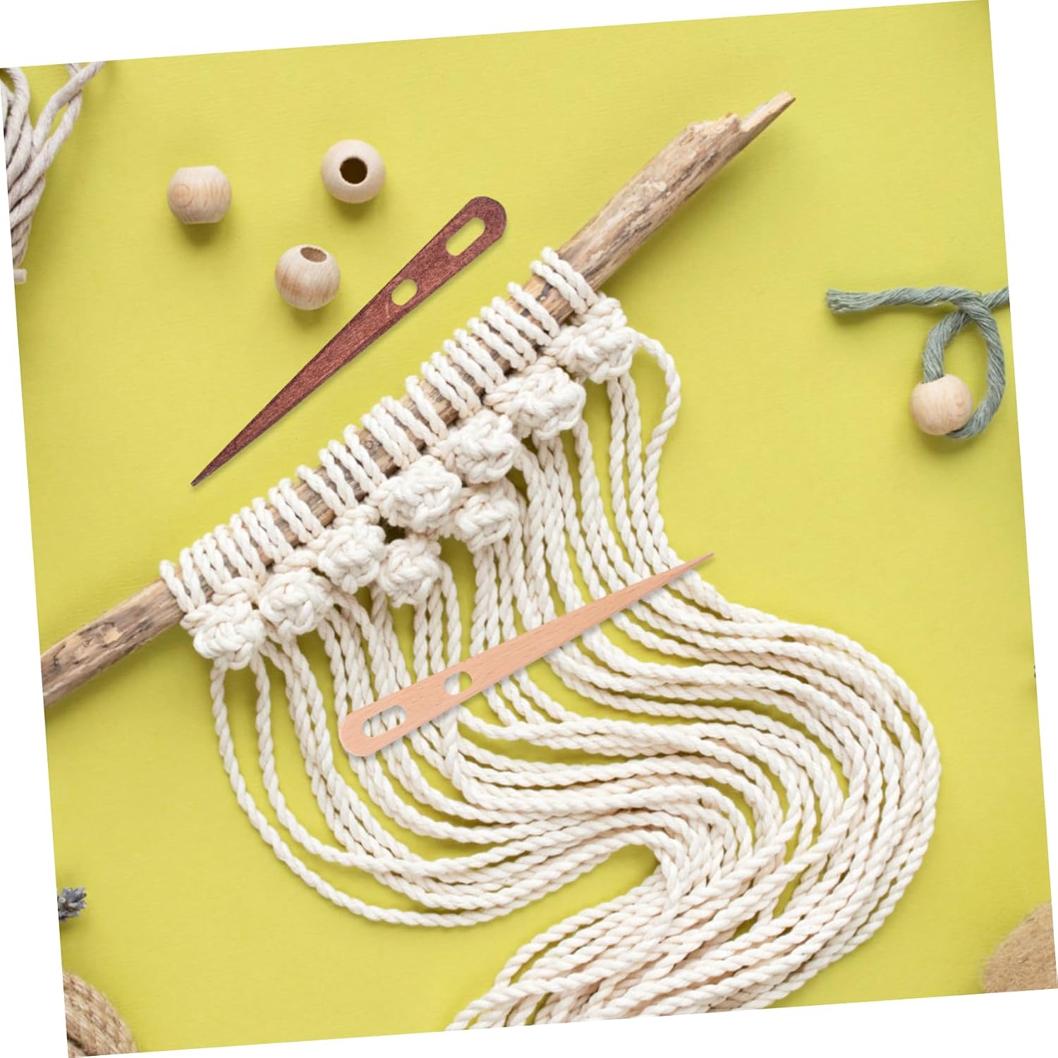 DOITOOL 4pcs Big Eye Knitting Needles Wood Tapestry Weaving Tools for Crafts Easy to Use Hand Loom Sticks for DIY Projects and Artistic Creations