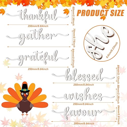 Miniatura 29 de 12 piezas de Navidad con recorte de madera con texto en inglés "Joyful Merry Thankful Grateful Blessed Peace Gather", letrero de Navidad recortado