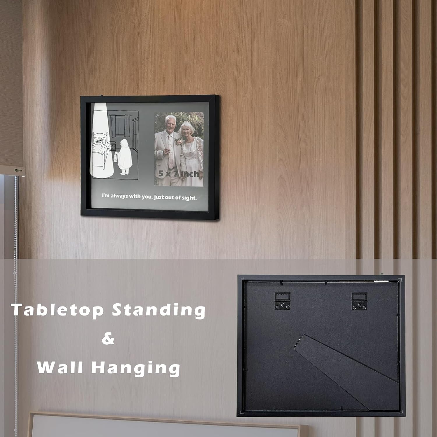 Memorial Picture Frame for Loss of Loved Ones, Bereavement Sympathy Gift with Movable Light Beam Visual Design, 12x10 inch display 5x7 inch Photo, In Memory of Mom, Dad, Wife, Husband, Grandma, Grandpa